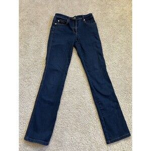 Escada Dark Wash Contrast Stitching Jeans Size 34 Straight Skinny Leg XS/4 $470